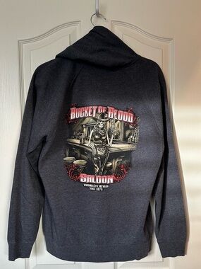 Bucket of Blood Saloon Charcoal Zip-Up Hoodie